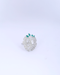 Fancy Ladies Ring with Green colour Emerald Stone