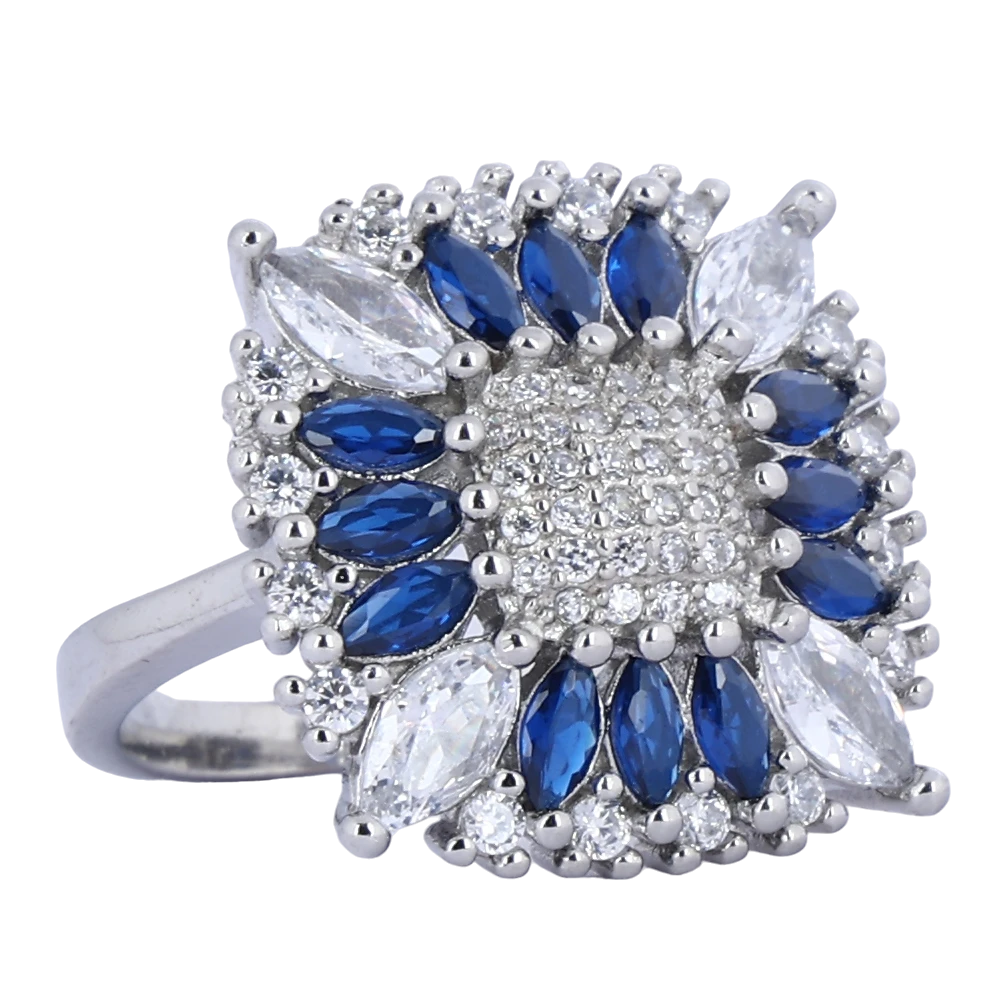 Mini Cocktail Ring with Blue colour Sapphire Stone