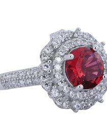 Semi Cocktel Ladies Ring with Pink colour Ruby Stone