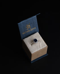 Semi cocktail Ring with Blue colour Cubic Zirconia Stone