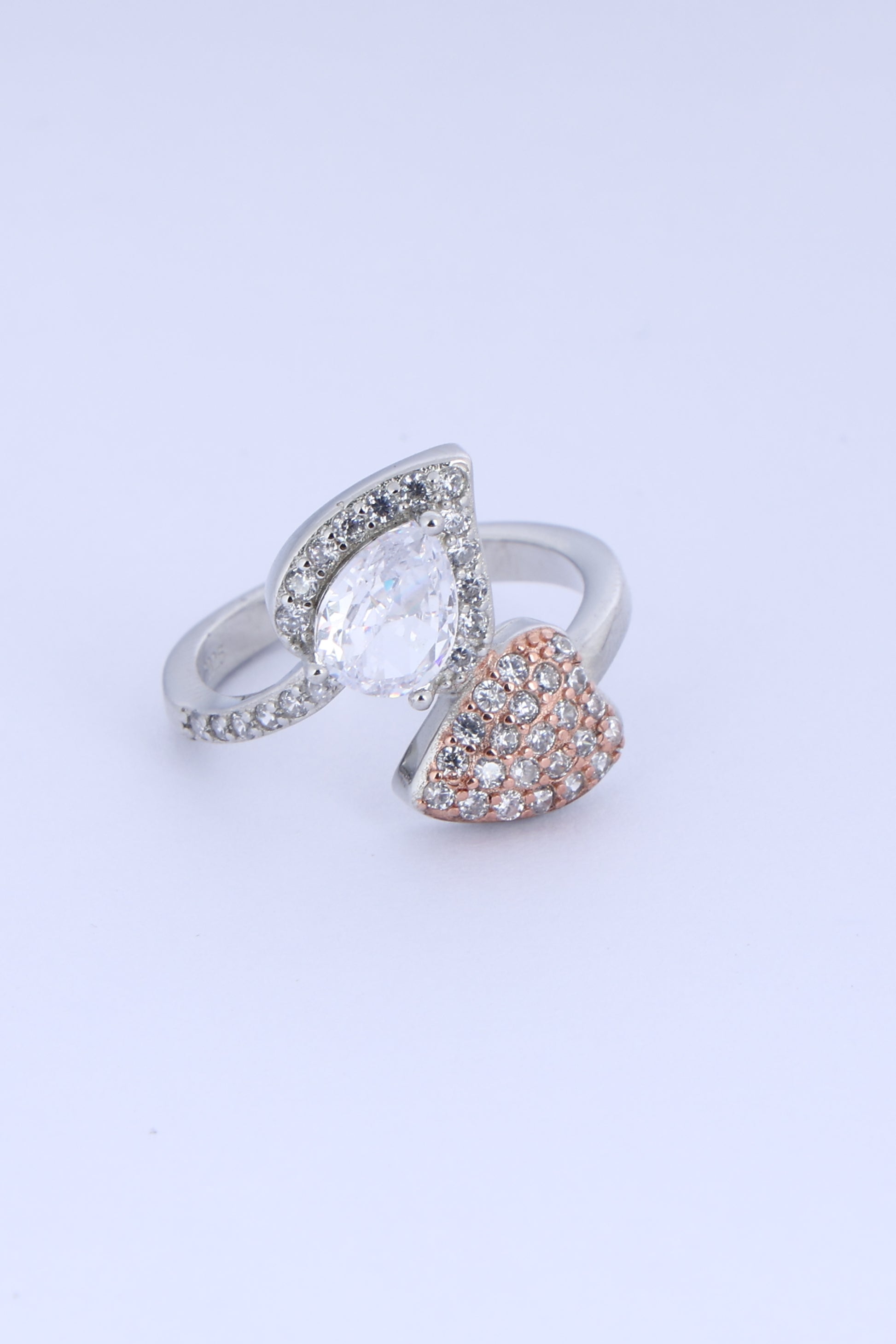 Fancy T TONE Ring with White  colour Cubic  Zirconia Stone