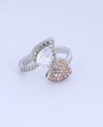 Fancy T TONE Ring with White  colour Cubic  Zirconia Stone