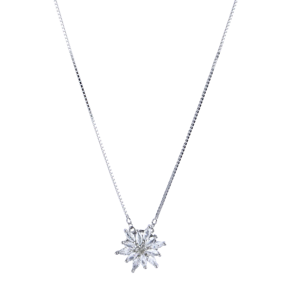 Fan Pendant Chain with White colour Cubic Zirconia Stone