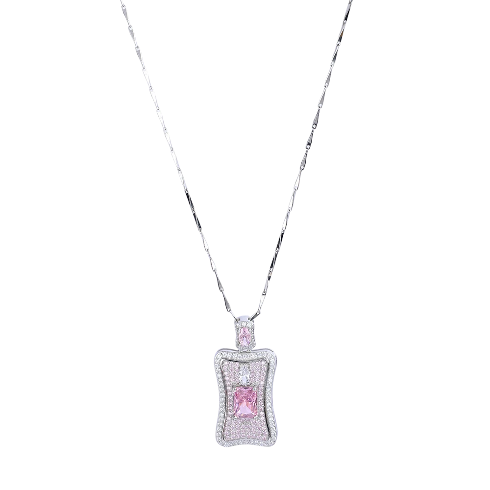 Pendant Chain with Pink colour Sapphire Stone L