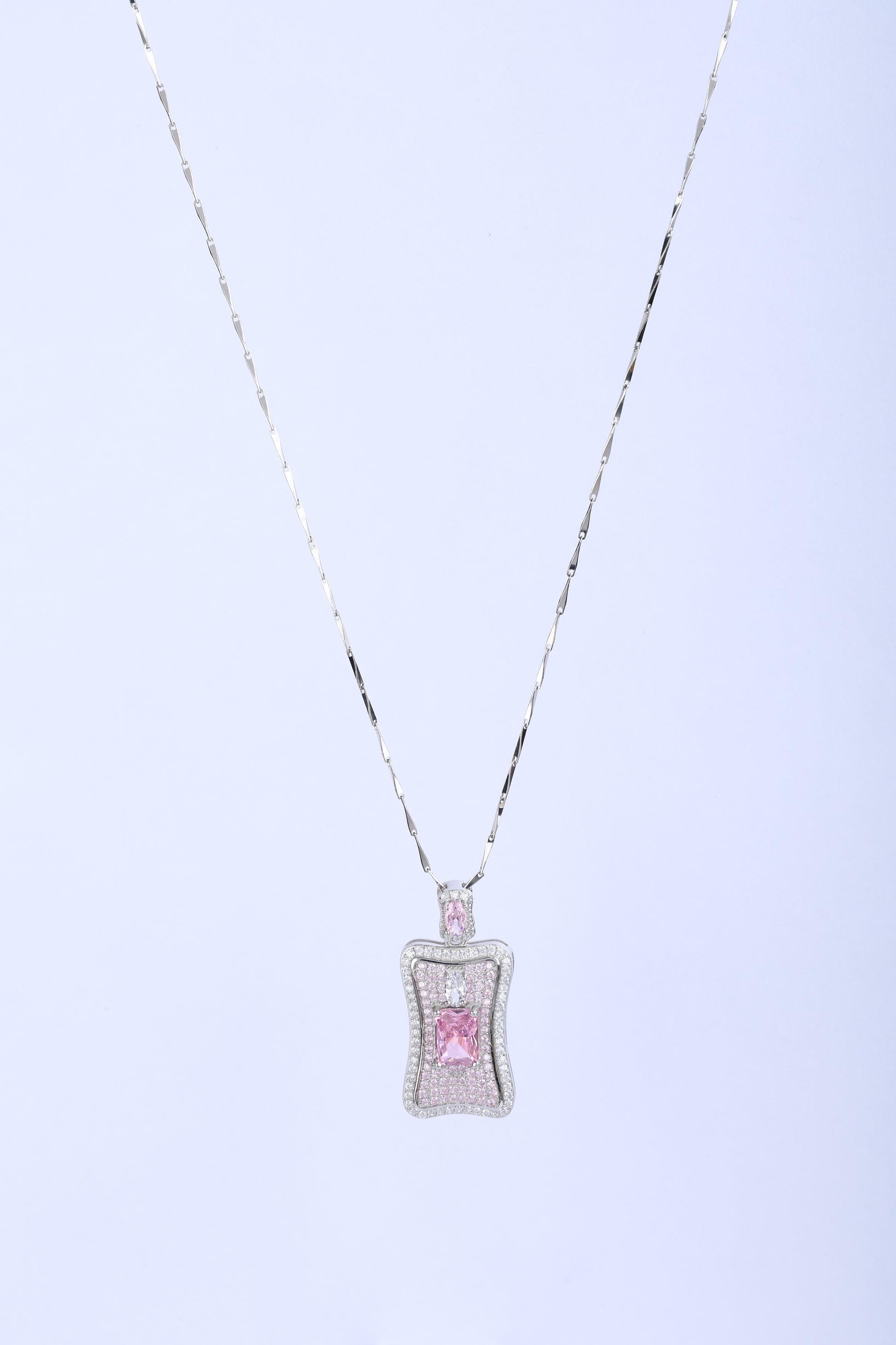 Pendant Chain with Pink colour Sapphire Stone L