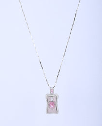 Pendant Chain with Pink colour Sapphire Stone L