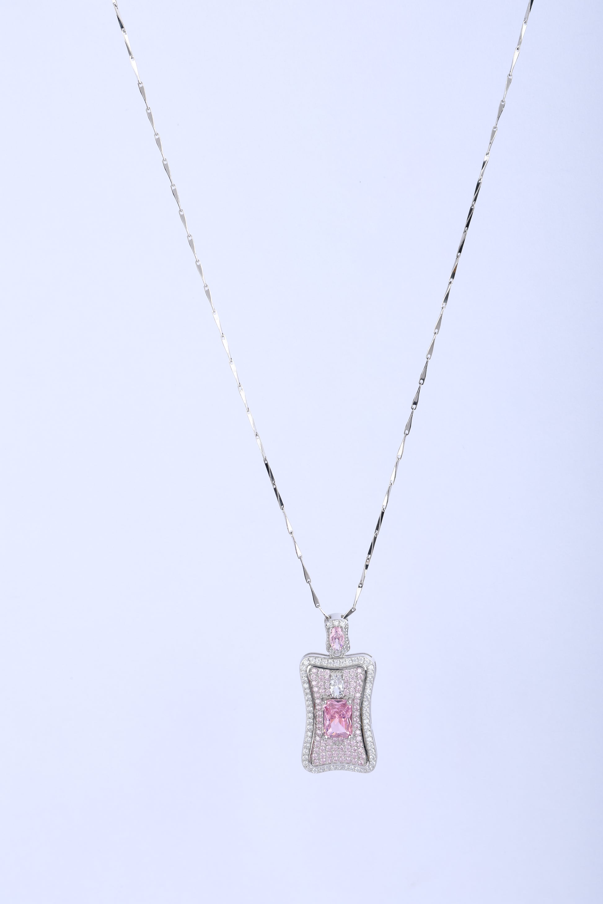 Pendant Chain with Pink colour Sapphire Stone L