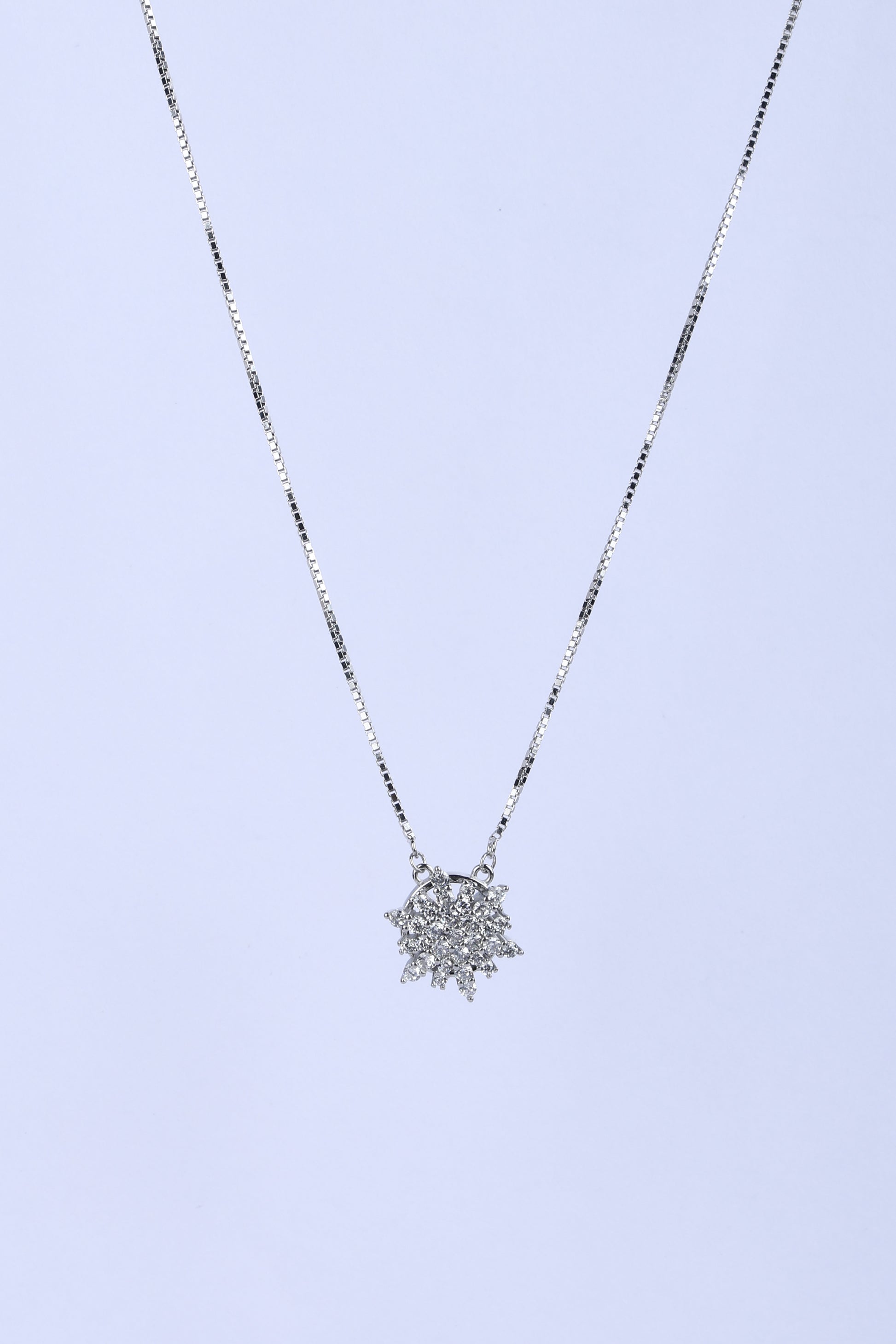 Fan Pendant Chain with White colour Cubic Zirconia Stone