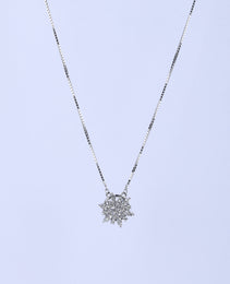 Fan Pendant Chain with White colour Cubic Zirconia Stone