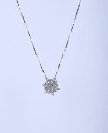 Fan Pendant Chain with White colour Cubic Zirconia Stone