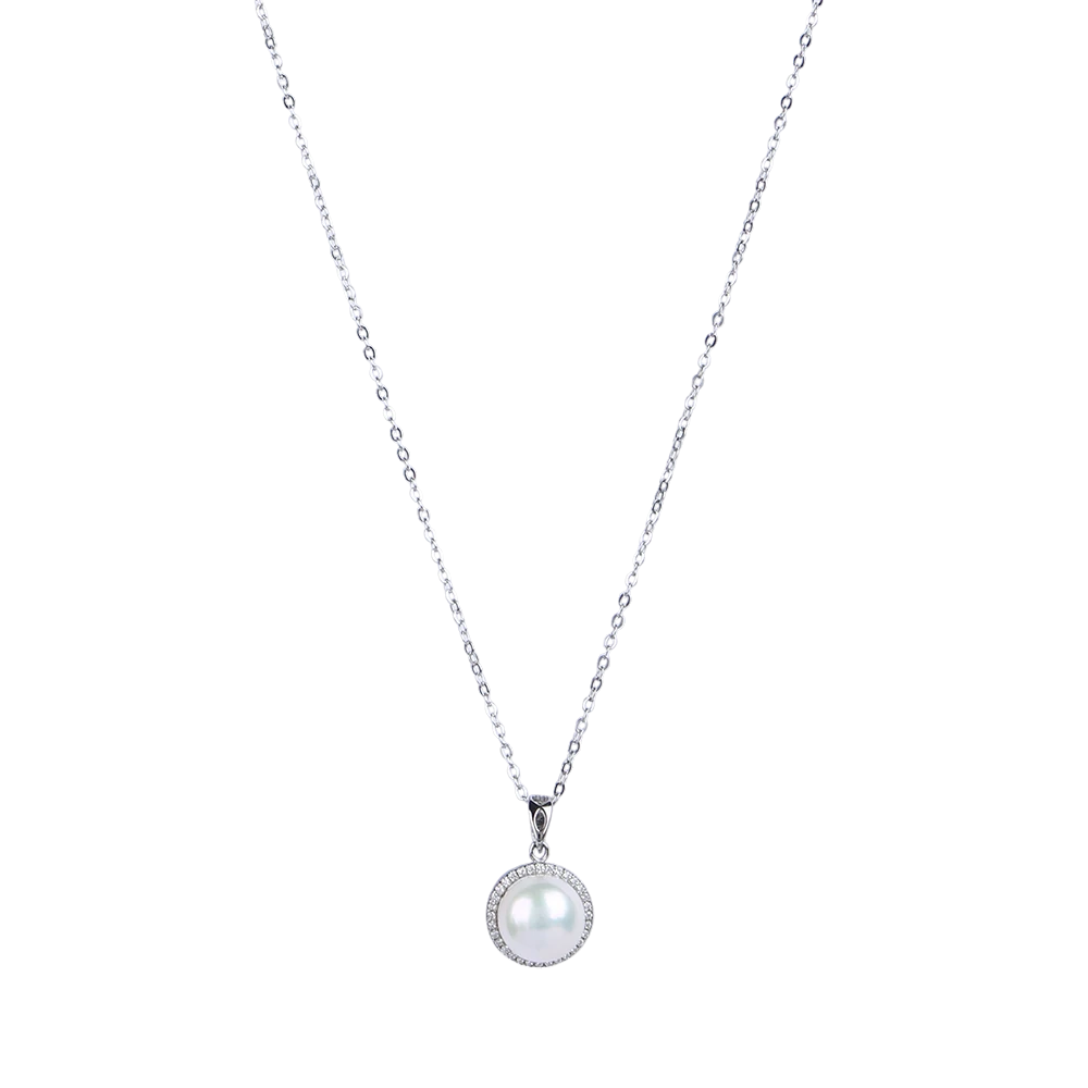 SK Pendant Chain with White colour Pearl Stone