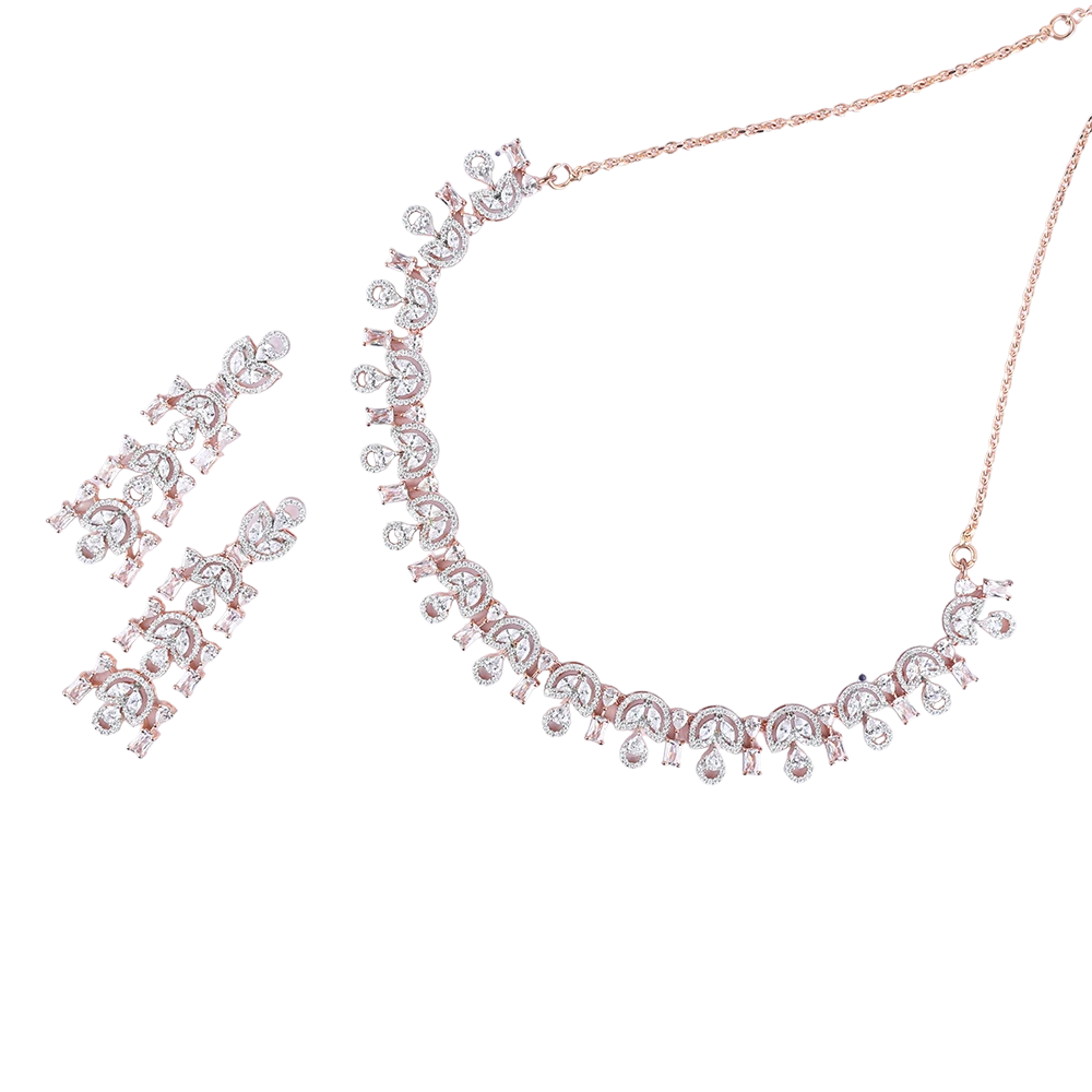 Premium Neckles with White colour Cubic Zirconia Stone H