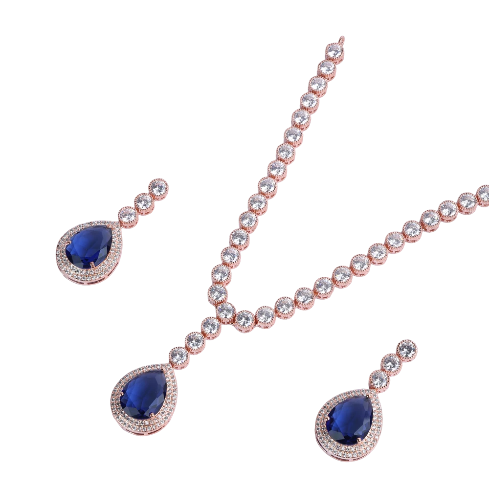 Premium Neckles with  Blue colour Cubic Zirconia Stone