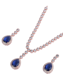 Premium Neckles with  Blue colour Cubic Zirconia Stone