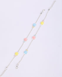 Silver Baby Anklet with Enamel Stone Pattern 1