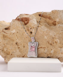 Pendant Chain with Pink colour Sapphire Stone L