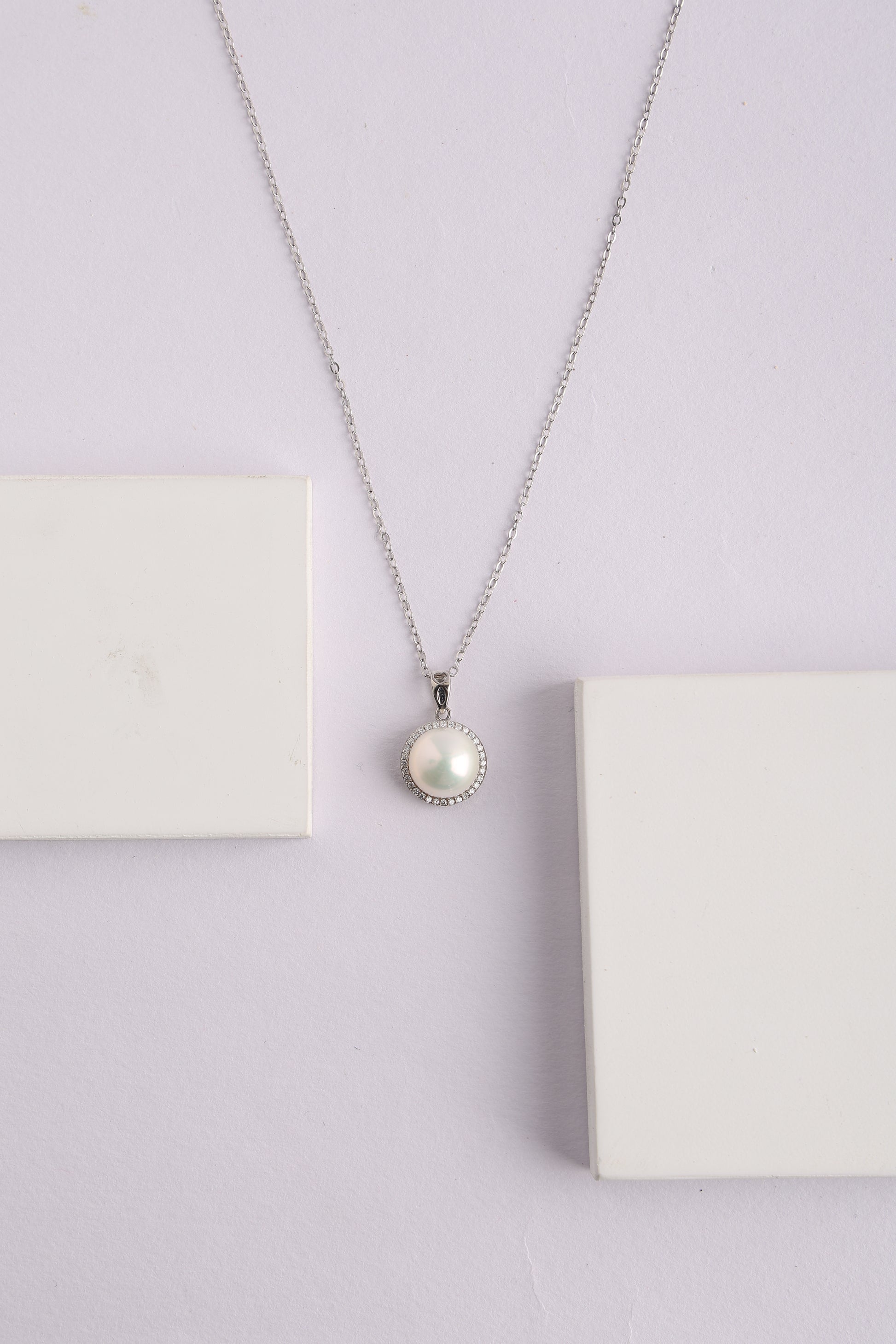 SK Pendant Chain with White colour Pearl Stone