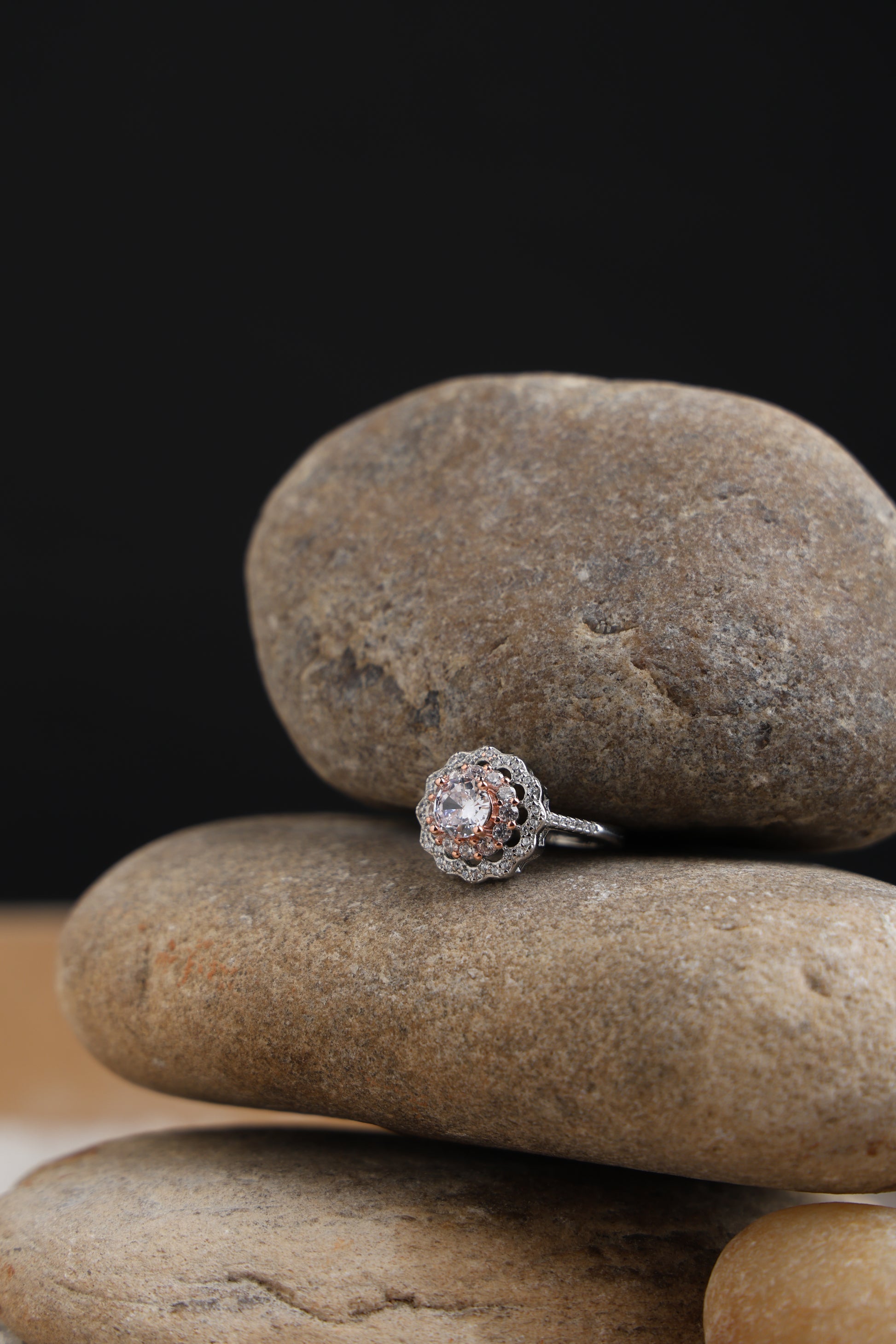 LR T Tone Ring with White colour Diamond Stone