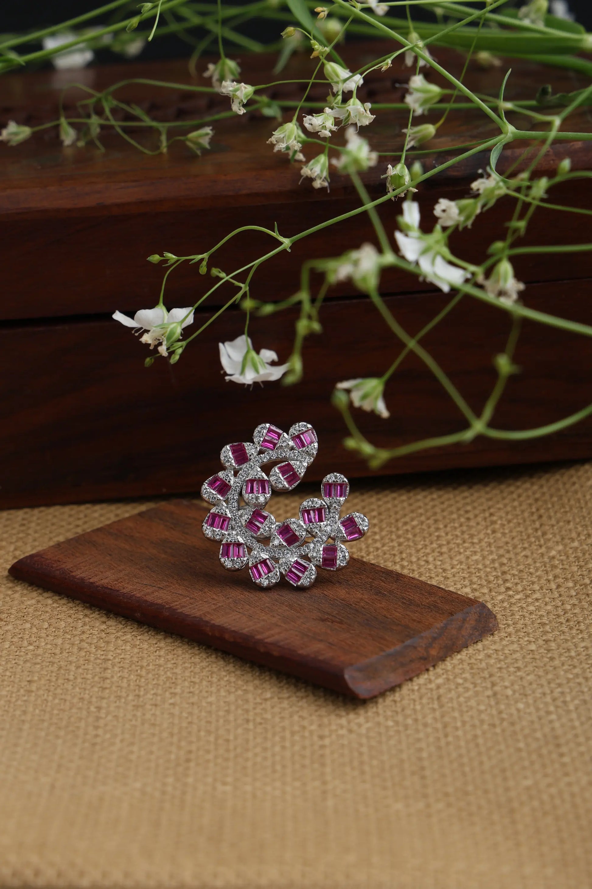 Cocktail Ring with Purple colour Amethyst Stone