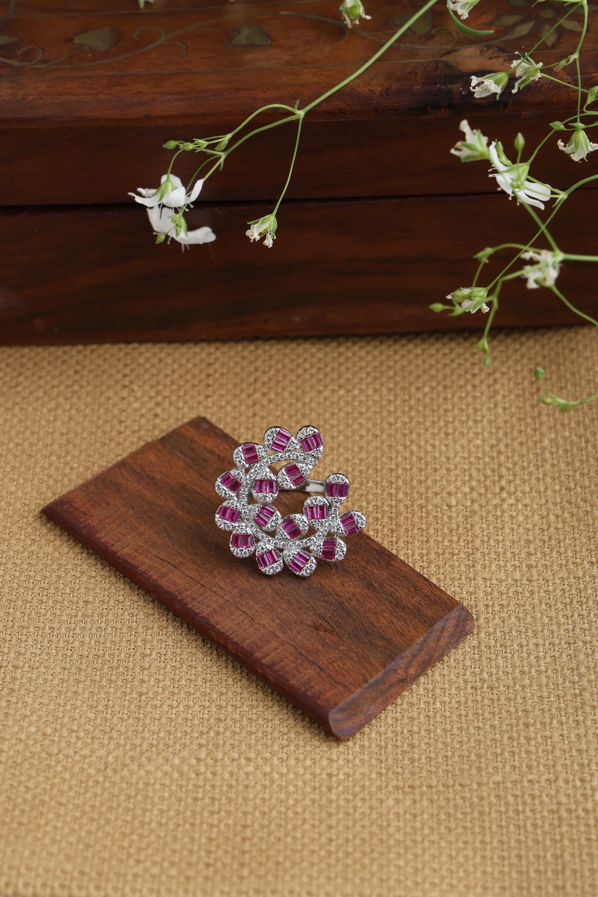 Cocktail Ring with Purple colour Amethyst Stone