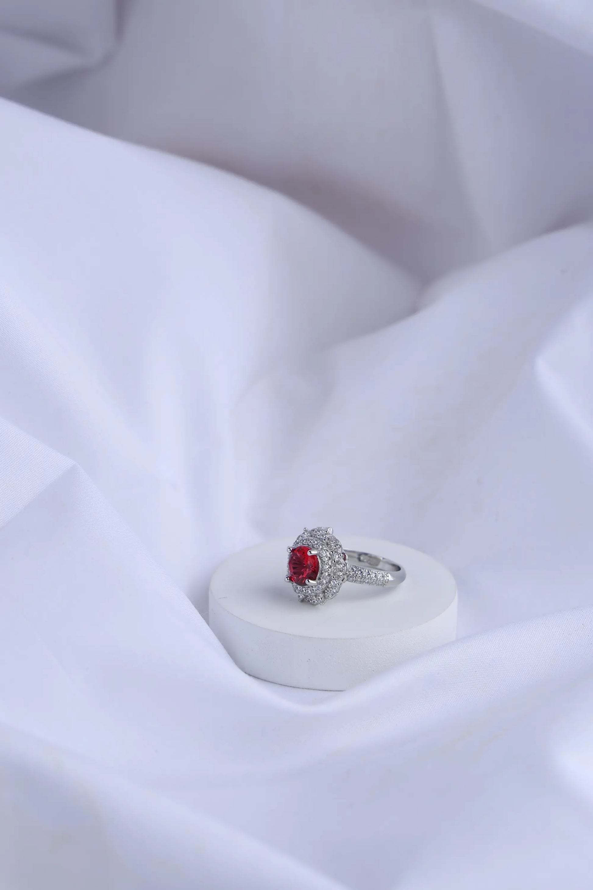 Fancy Ladies Ring with Red colour Ruby Stone