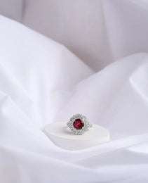 Semi Cocktel Ladies Ring with Pink colour Ruby Stone