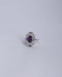 LR Fancy Ring with Purple colour Amethyst Stone Pattern 1