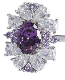 LR Fancy Ring with Purple colour Amethyst Stone Pattern 1