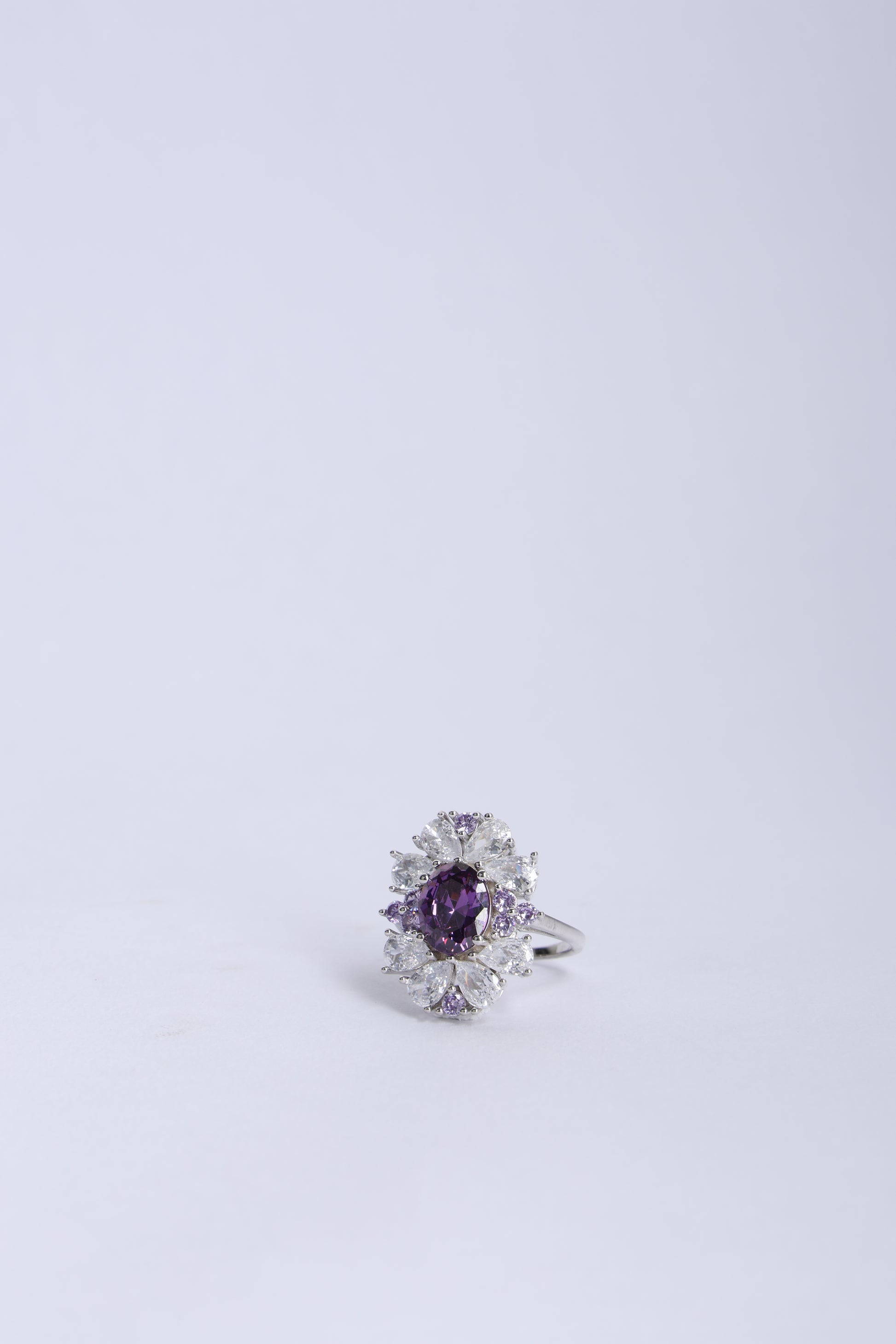 LR Fancy Ring with Purple colour Amethyst Stone Pattern 1