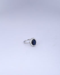 Semi cocktail Ring with Blue colour Cubic Zirconia Stone