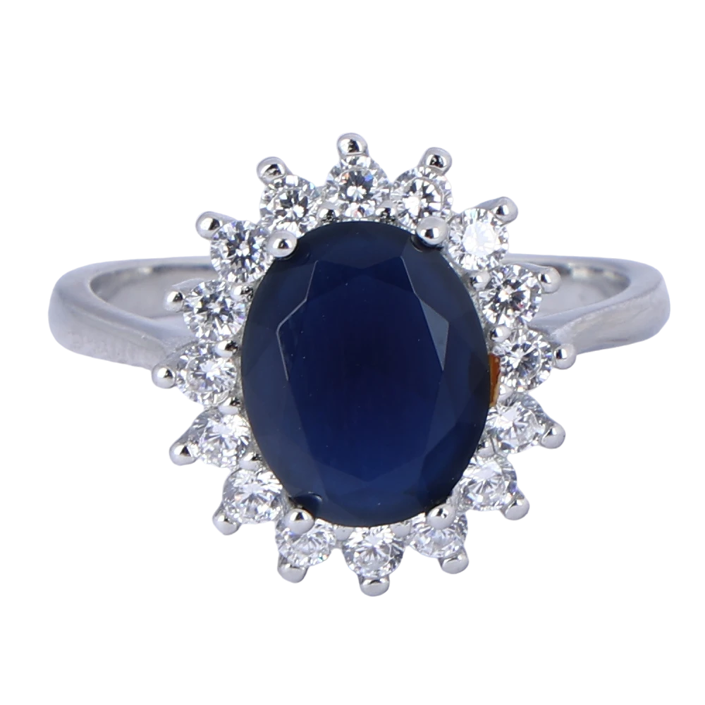 Semi cocktail Ring with Blue colour Cubic Zirconia Stone