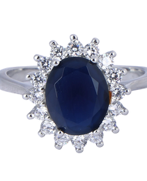 Semi cocktail Ring with Blue colour Cubic Zirconia Stone