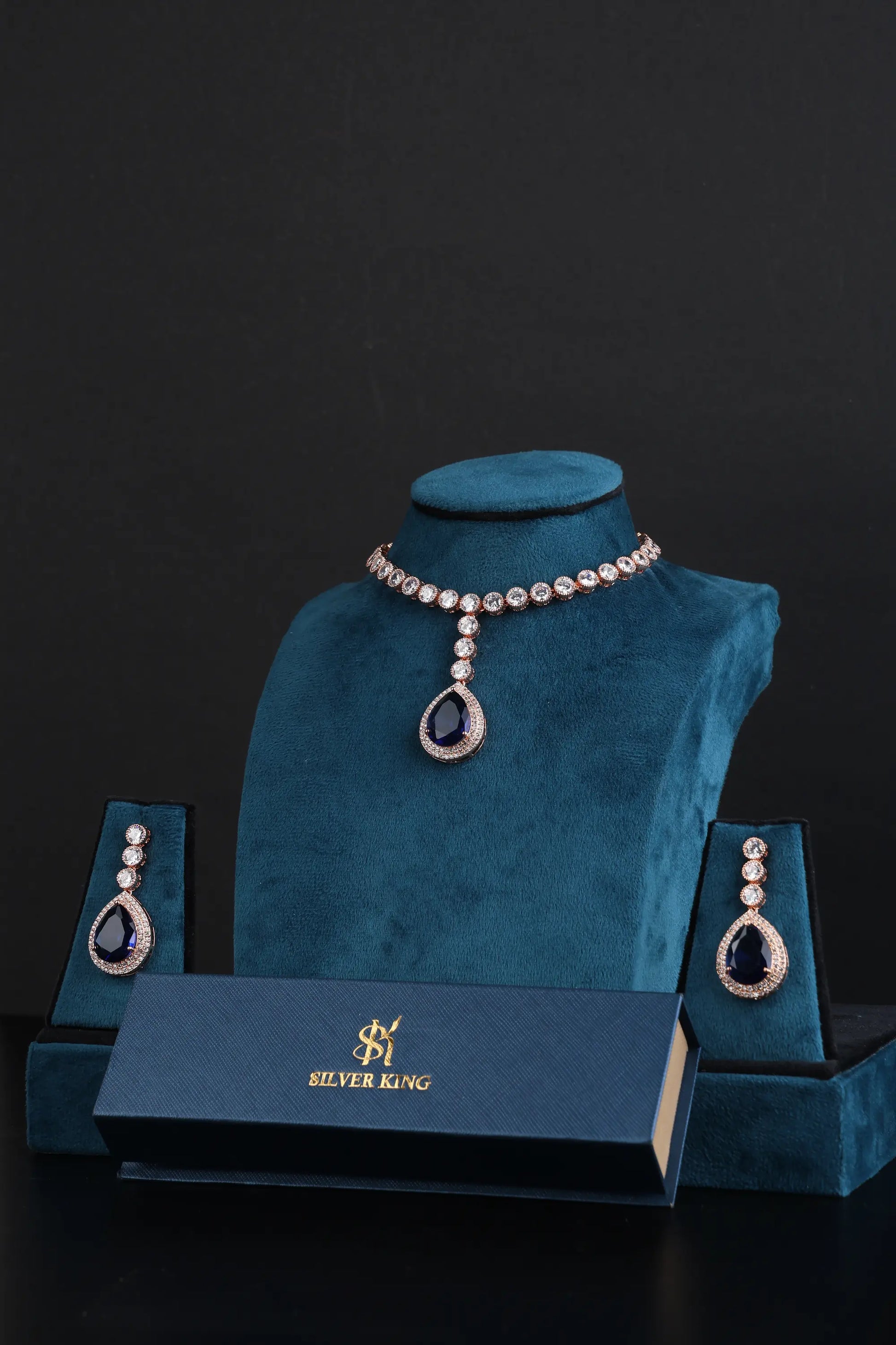 Premium Neckles with  Blue colour Cubic Zirconia Stone