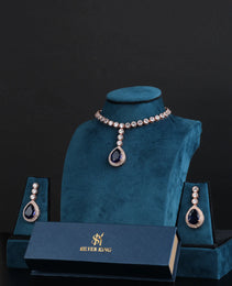 Premium Neckles with  Blue colour Cubic Zirconia Stone