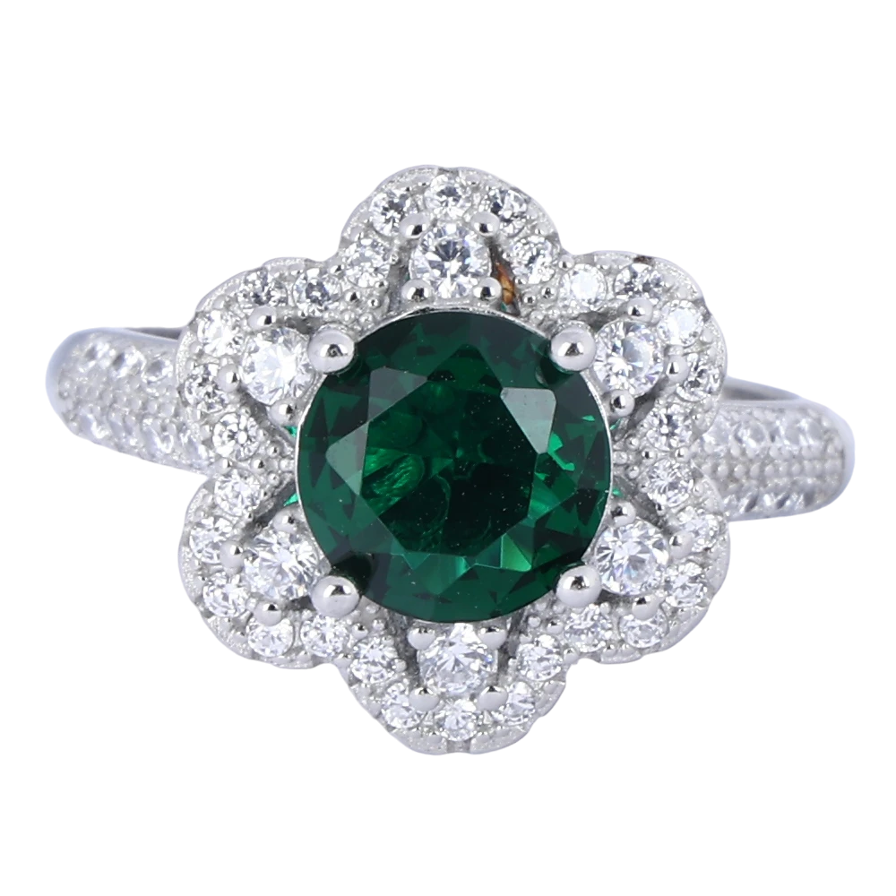 LR Fancy Ring with Green colour Cubic Zirconia Stone