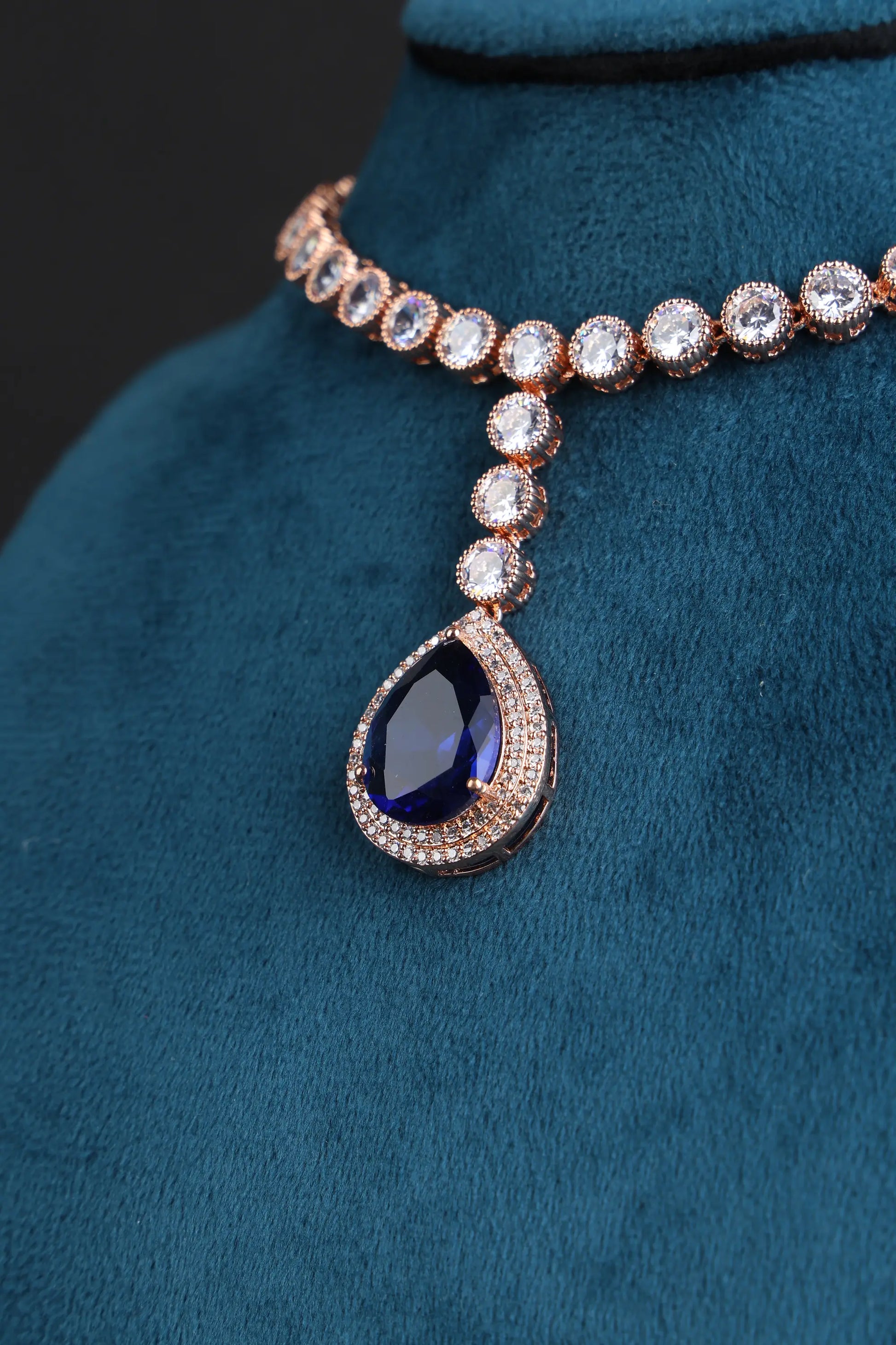 Premium Neckles with  Blue colour Cubic Zirconia Stone