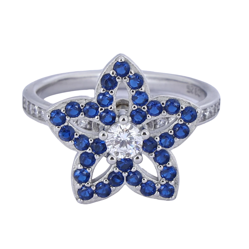 Fan Ring with Blue colour Sapphire Stone