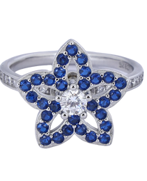 Fan Ring with Blue colour Sapphire Stone