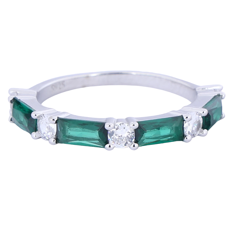 Ladies Half Band with Green colour Emerald Stone